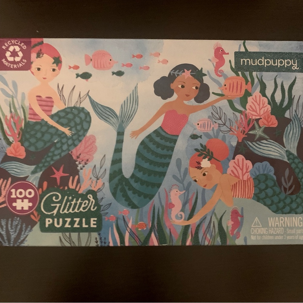 ❤️ 100 Piece Mudpuppy mermaid glitter puzzle